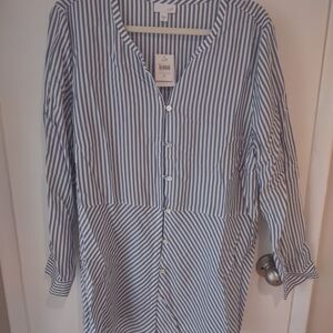 J. Jill Lightweight Blue and White Striped Tunic Shirt NWT